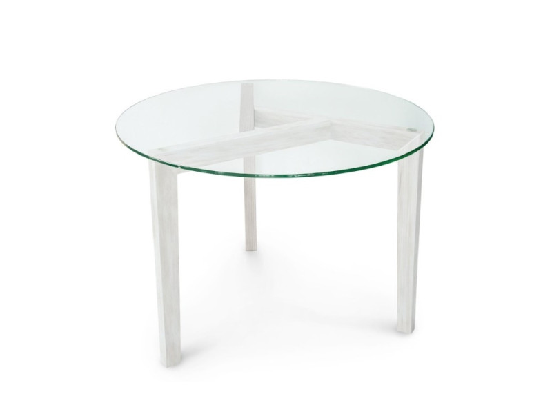 Журнальный стол Onyx 7 75х75х53 см, цвет: стекло / выбеленный дуб